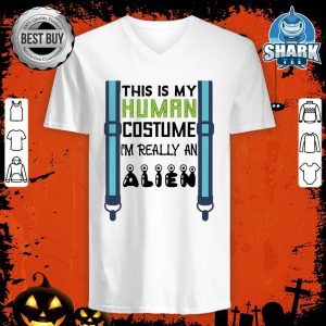 Funny Halloween This is My Human Costume I'm Really An Alien Premium v-neck