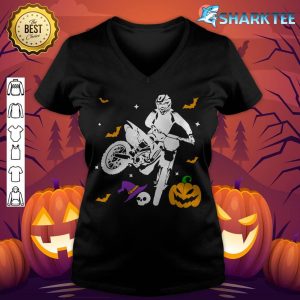Fun Motocross Witch Hat Halloween Costume Motocross Player v-neck