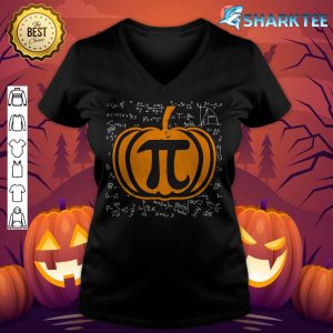 Pumpkin Pie Math Shirt Funny Halloween Thanksgiving Pi Day Premium v-neck