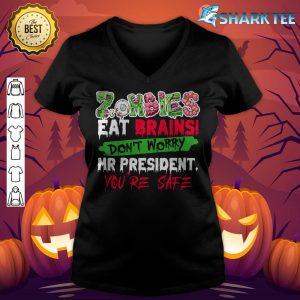 Funny Halloween Zombies Eat Brains v-neck