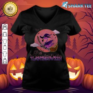Flamingoween Flamingo Witch Happy Halloween Premium v-neck