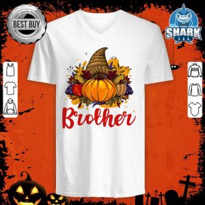 Brother Pumpkin Family Matching Cute Halloween Fall Leaves v-neck