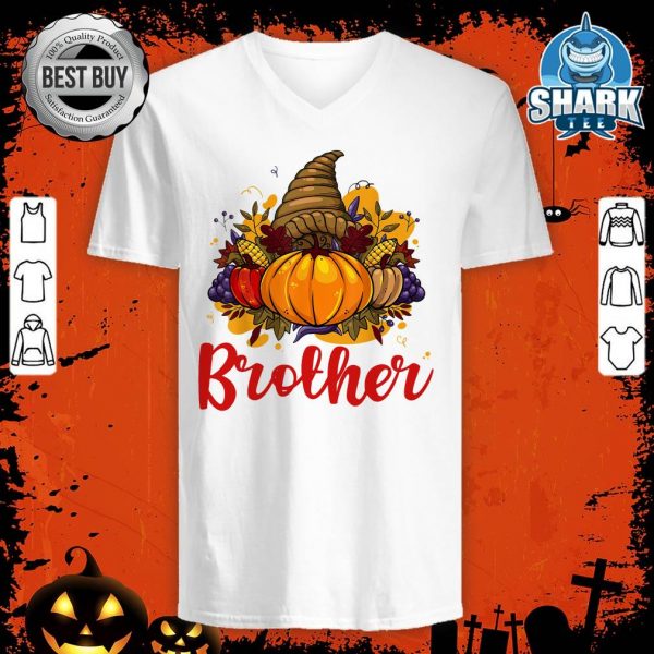Brother Pumpkin Family Matching Cute Halloween Fall Leaves v-neck