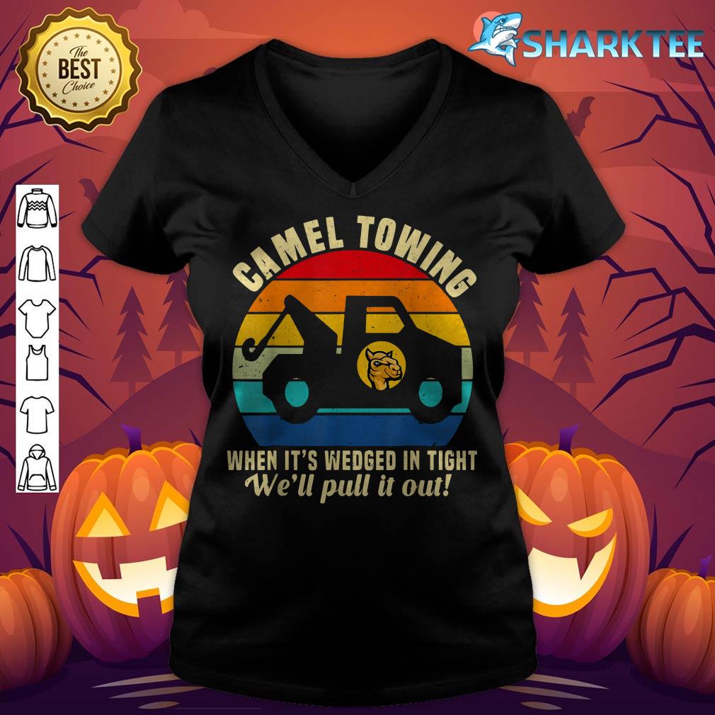 Camel Towing Retro Adult Humor Saying Funny Halloween v-neck