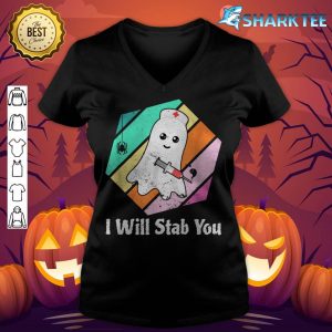 I Will Stab You Funny Vintage Halloween Nurse v-neck