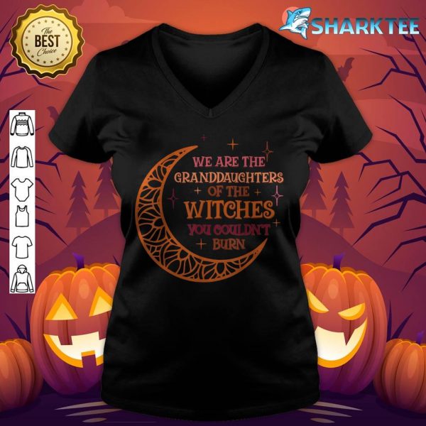 Groovy Witch Halloween We're The Granddaughter of The Witch v-neck