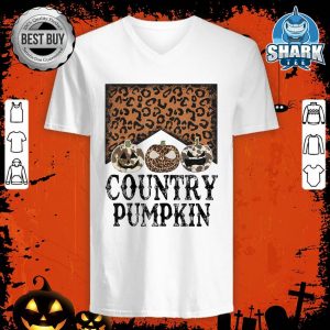 Western Cowgirl Halloween Country Pumpkin Leopard v-neck