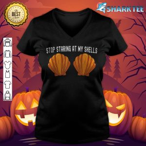 Women Halloween Costumes Stop Staring At My Mermaid Shell v-neck