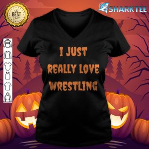 Wrestling Funny Halloween Spooky Fall Autumn Sports v-neck