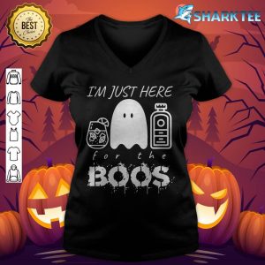 I'm Just Here For The Boos Funny Halloween Ghost Gin v-neck