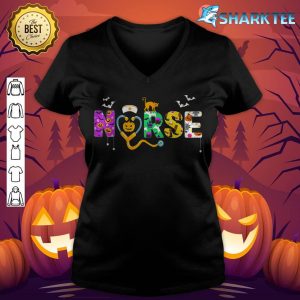Halloween Nurse Shirt For Women Halloween Scrub Tops Nursing v-neck