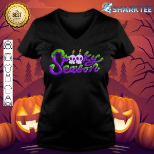Funny Halloween Costume Spooky Season Death Halloween Skull v-neck