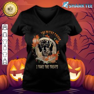 Dachshund Dog Owner Halloween Pumpkin Humor Funny v-neck
