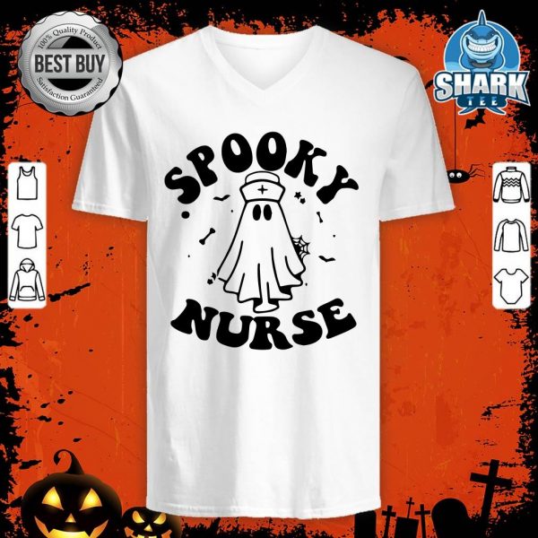 Spooky Nurse Ghost Nursing Halloween Costume v-neck