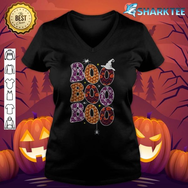 Boo With Spiders And Witch Hat Halloween Women Men v-neck