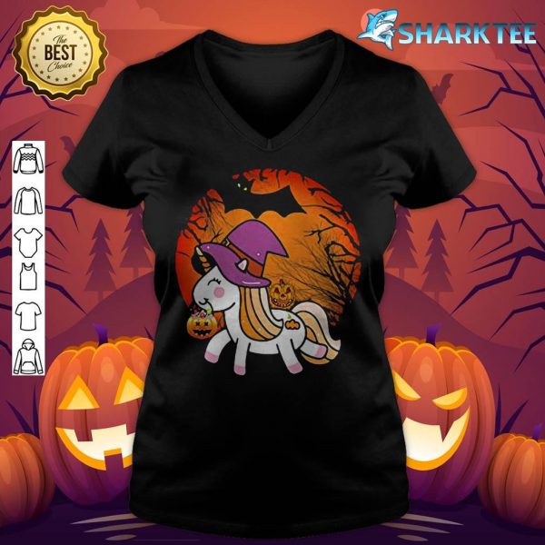 Funny Retro Halloween Gifts Cute Witchy Unicorn Girls Kids Premium v-neck