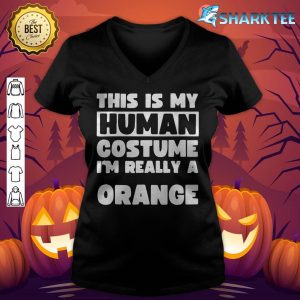 This Is My Human Costume I'm Really A Orange Fun Halloween v-neck