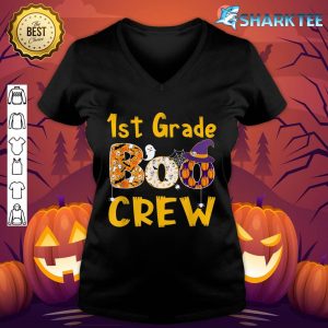Teacher Halloween Costume Shirts, 1st Grade Boo Crew Teacher v-neck