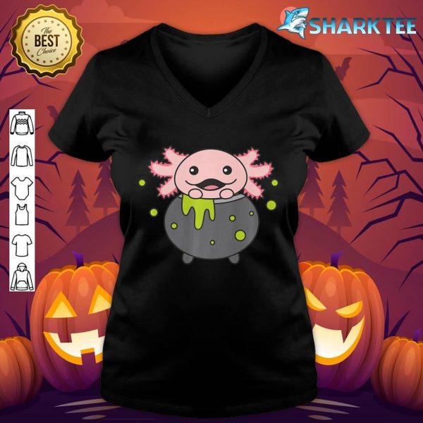 Axolotl Halloween Cauldron Bat Happy Halloween Premium v-neck