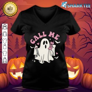 Call Me Halloween Trick Or Treat Spooky Season Scary Ghost v-neck