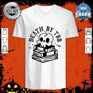 Nice Death By TBR Skull Halloween Trick Or Treat Spooky Season v-neck