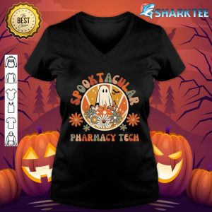 Spooktacular Pharmacy Technician, Halloween Pharmacy Tech v-neck