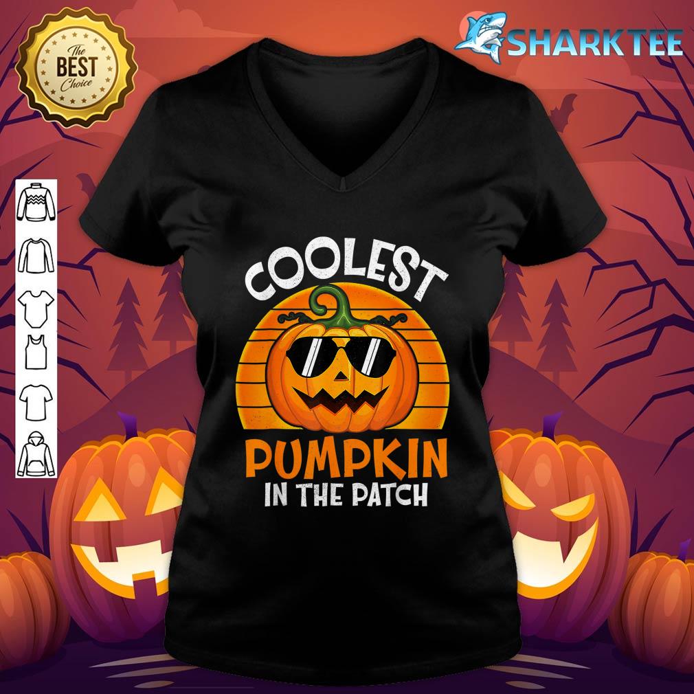 Coolest Pumpkin In The Patch Halloween Shirt Boys Girls Kids v-neck