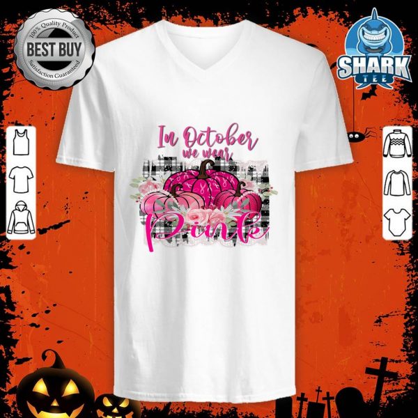 Nice In October We Wear Pink Pumpkin Breast Cancer Halloween Premium v-neck