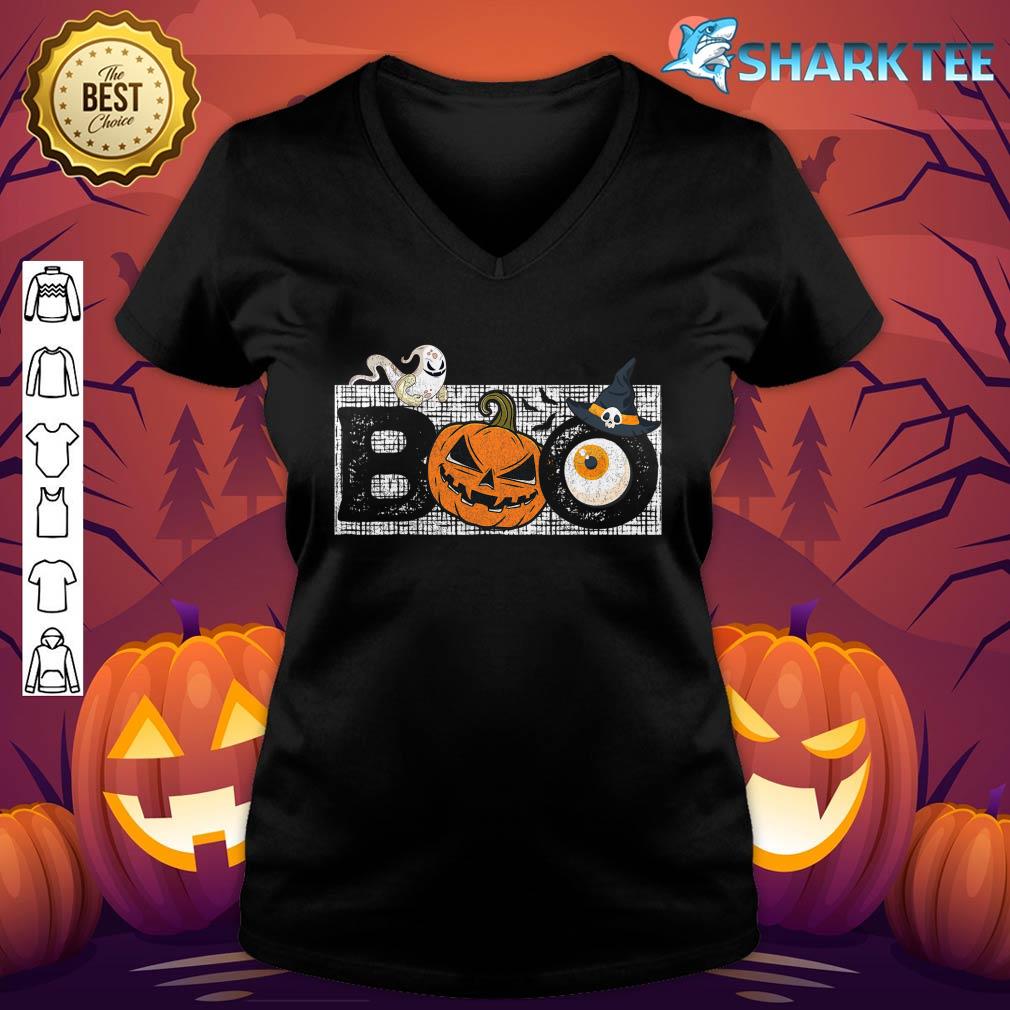 Cute Boo Halloween Costume Spiders Ghost Pumkin Witch Hat v-neck