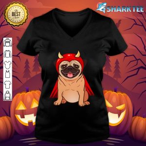 Dracula Vampire Pug Cute Dog Halloween Costume Pug-o-ween v-neck