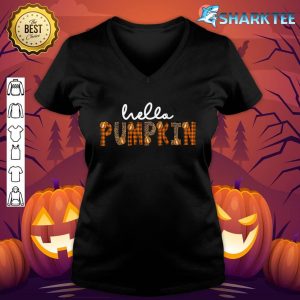 Hello Pumpkin Happy Halloween Thanksgiving Fall Men Women Premium v-neck