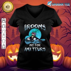 Funny Brooms Are for Amateurs Witch Riding Orca Whale v-neck