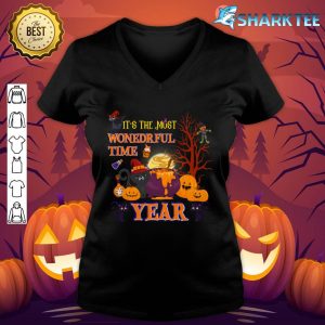 It's the Most Wonderful Time of the Year black cat Halloween v-neck