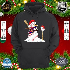 Baseball Christmas Snowman Playing Baseball Hoodie