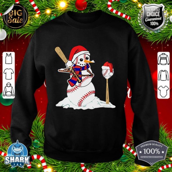 Baseball Christmas Snowman Playing Baseball Sweatshirt