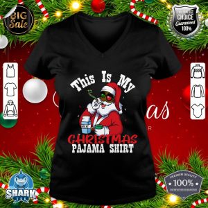 Black African American Santa Claus Christmas Pajamas V-neck