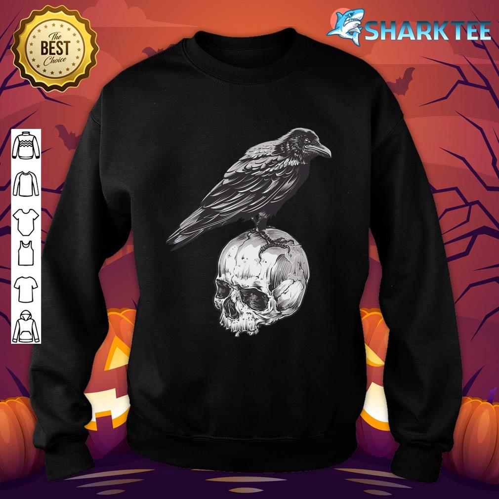 Black Crow Bird On A Human Skull Sweatshirt