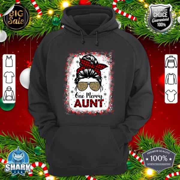 Bleached One Merry Aunt Leopard Buffalo Plaid Christmas Hoodie