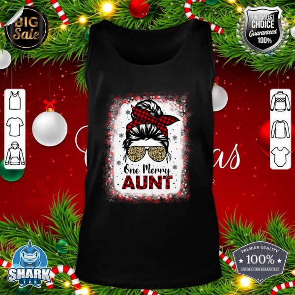 Bleached One Merry Aunt Leopard Buffalo Plaid Christmas Tank top