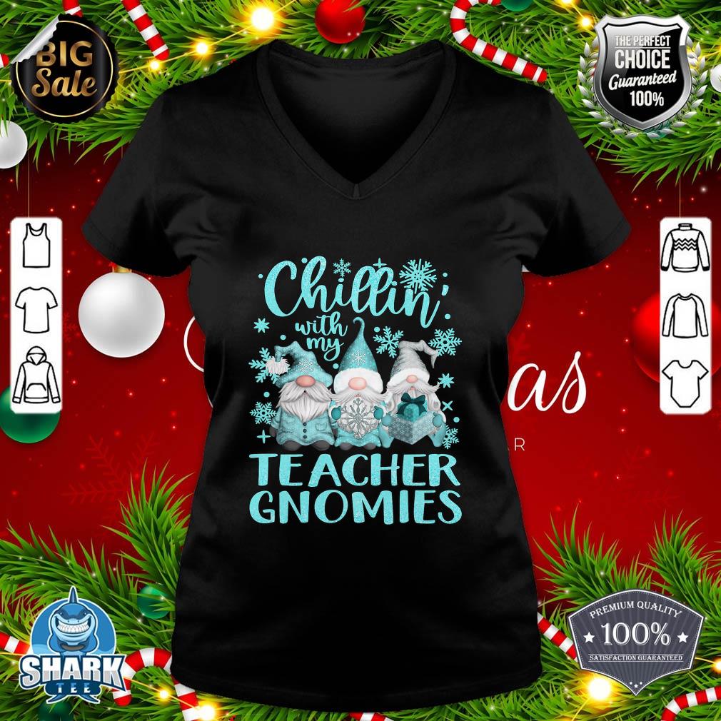 Chillin With My Gnomies Teacher Gnome Christmas Pajamas V-neck 