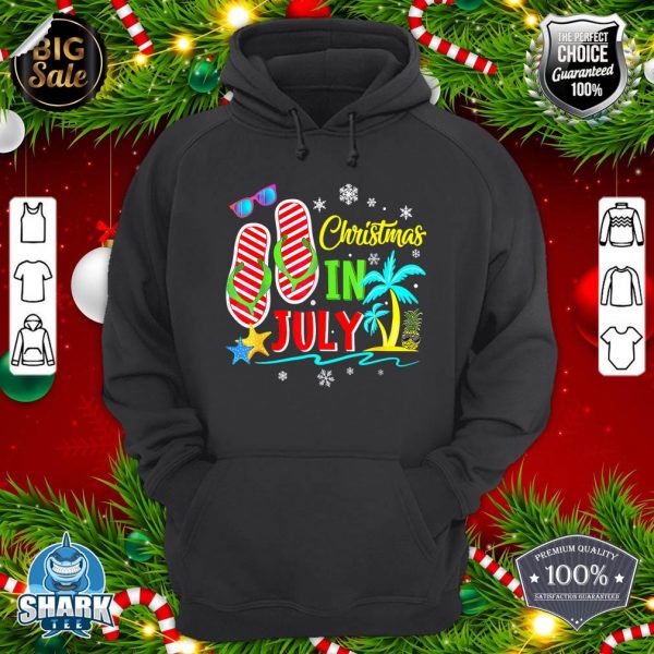 Christmas In July Flip Flops Funny Beach Summer Vacation Hoodie