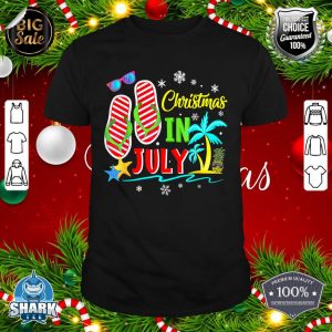 Christmas In July Flip Flops Funny Beach Summer Vacation T-Shirt