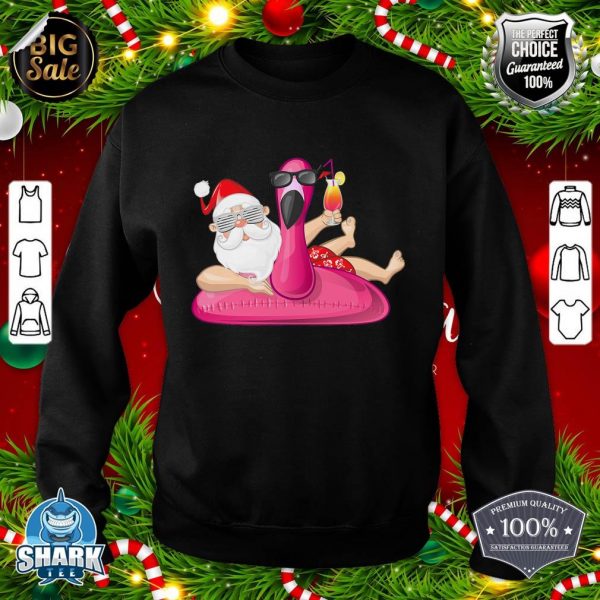 Christmas in July Santa Hawaii Flamingo Summer Vacation Sweatshirt