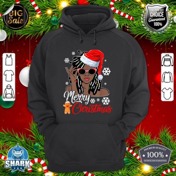 Christmas Santa Hat Shirt Black African Girl American Xmas Hoodie