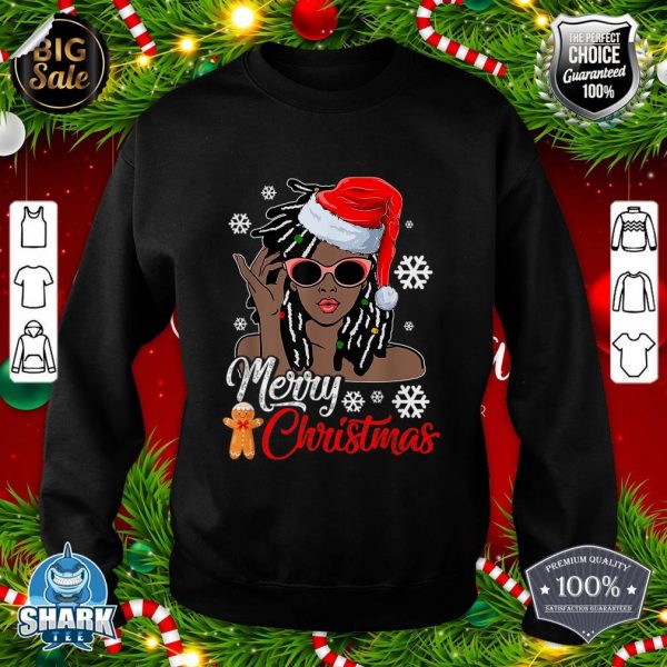 Christmas Santa Hat Shirt Black African Girl American Xmas Sweatshirt
