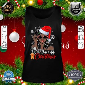 Christmas Santa Hat Shirt Black African Girl American Xmas Tank top