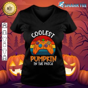 Coolest Pumpkin In The Patch Gamer Gaming Lover Halloween V-neck
