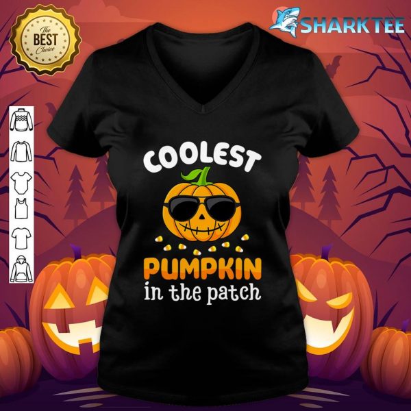 Coolest Pumpkin In The Patch Halloween Boys Girls Kids Funny V-neck