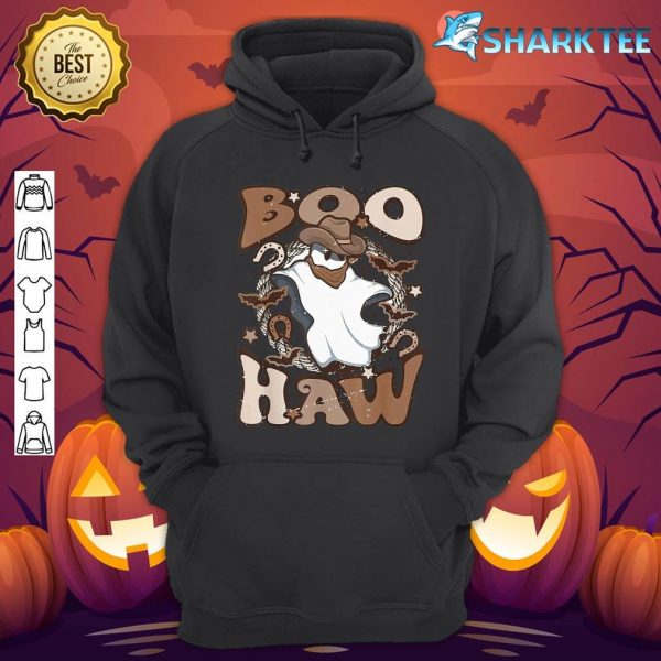 Cowboy Cowgirl Ghost Boo Haw Retro Halloween Western Ghost Hoodie
