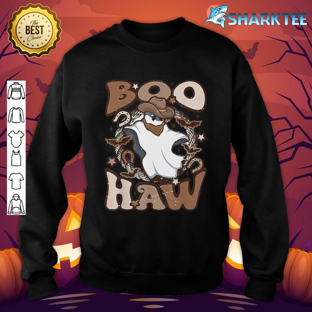 Cowboy Cowgirl Ghost Boo Haw Retro Halloween Western Ghost Sweatshirt